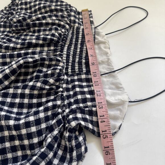 Urban Outfitters Cropped Baby Doll Style Shirt Women Medium Checkered - Picture 6 of 8